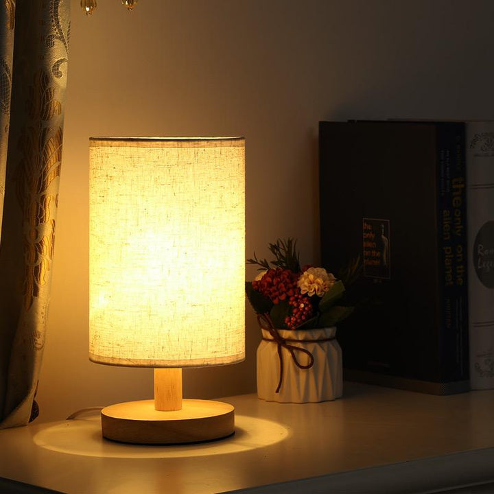 BowLift | Table Lamp Natural Wood Fabric Dimmable Light
