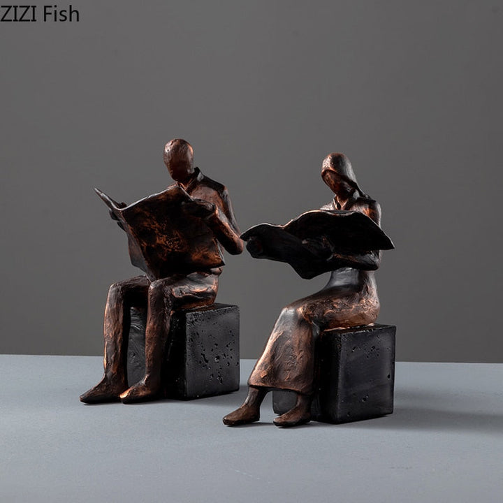 BowLift | Reader Sculpture Book Stand Book Support Abstract Character Resin Statue Desk Decoration Figurines Statuette Nordic Home Décor