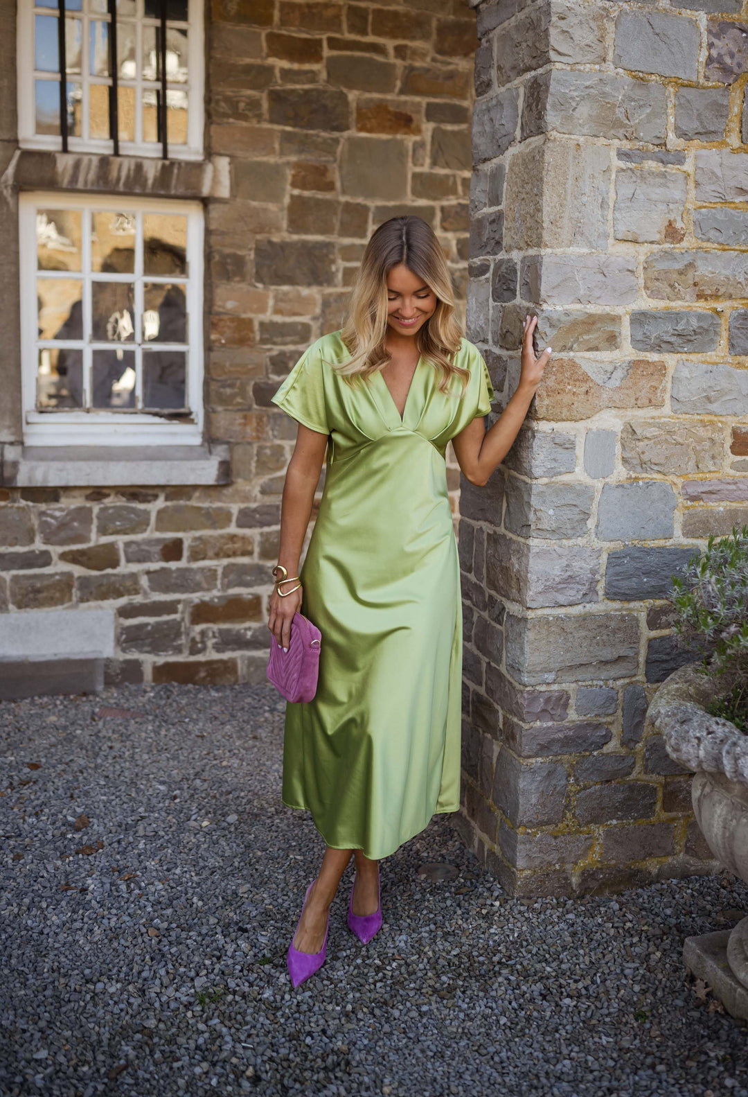 Eleonore™ | The Satin Dress with V-Neck