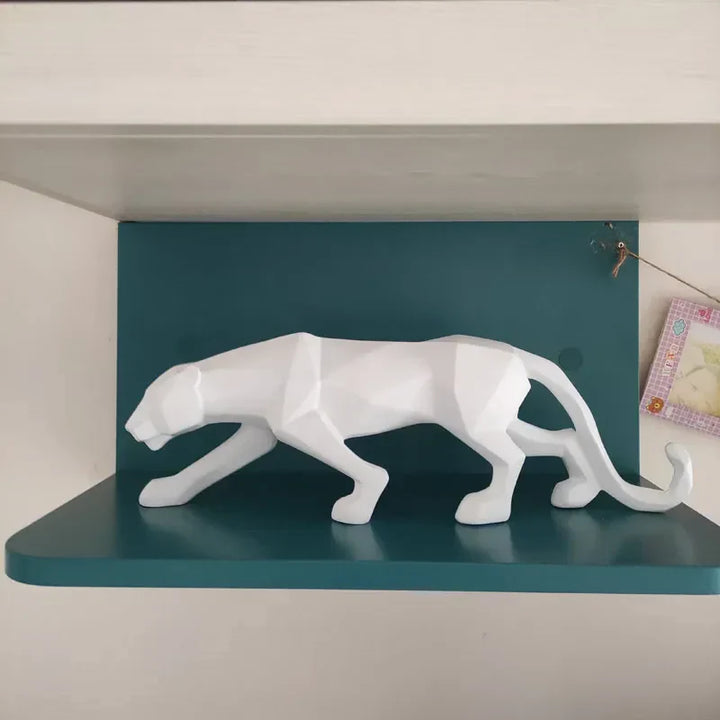 BowLift | Panther Statue, Animal Figure, Abstract Geometric Style, Resin, Leopard Sculpture, Home Office, Desktop Decoration, Crafts