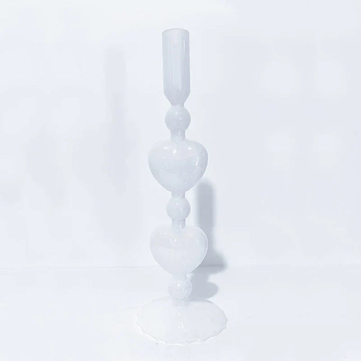 BowLift | Retro Taper Candle Holder Red Heart Shape Glass Candle Holder Wedding Table Decoration Home Party Glass Vase Decor