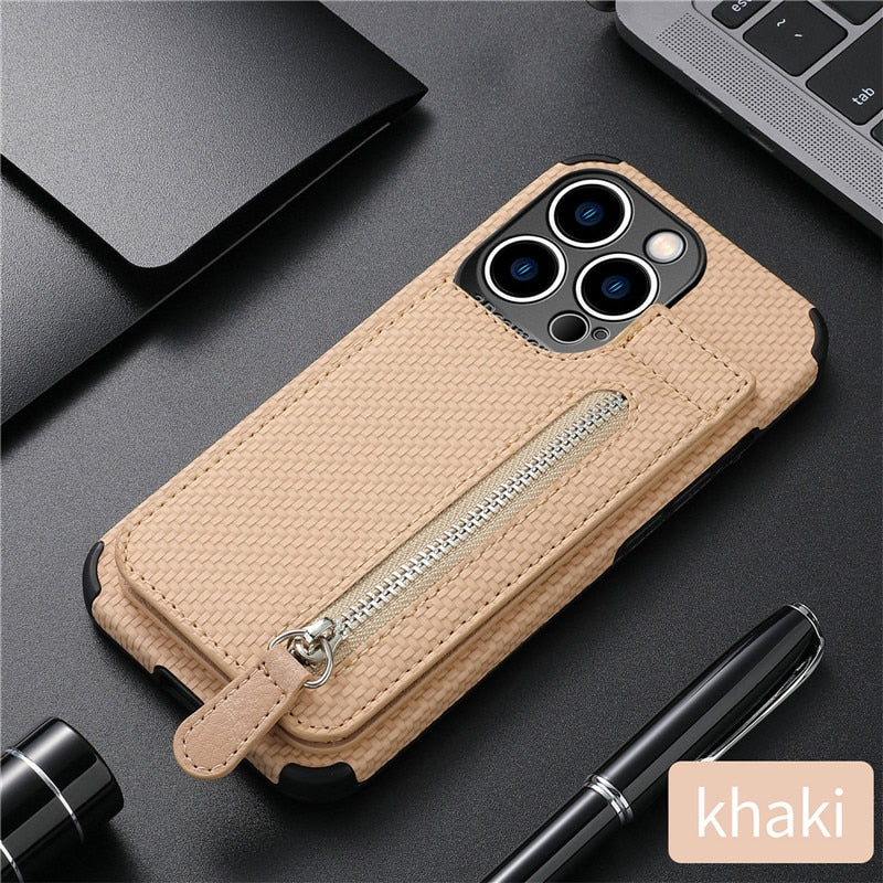 Azura | Zip Zip Elegance Wallet iPhone Case