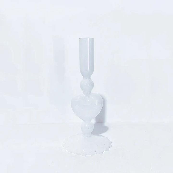BowLift | Retro Taper Candle Holder Red Heart Shape Glass Candle Holder Wedding Table Decoration Home Party Glass Vase Decor