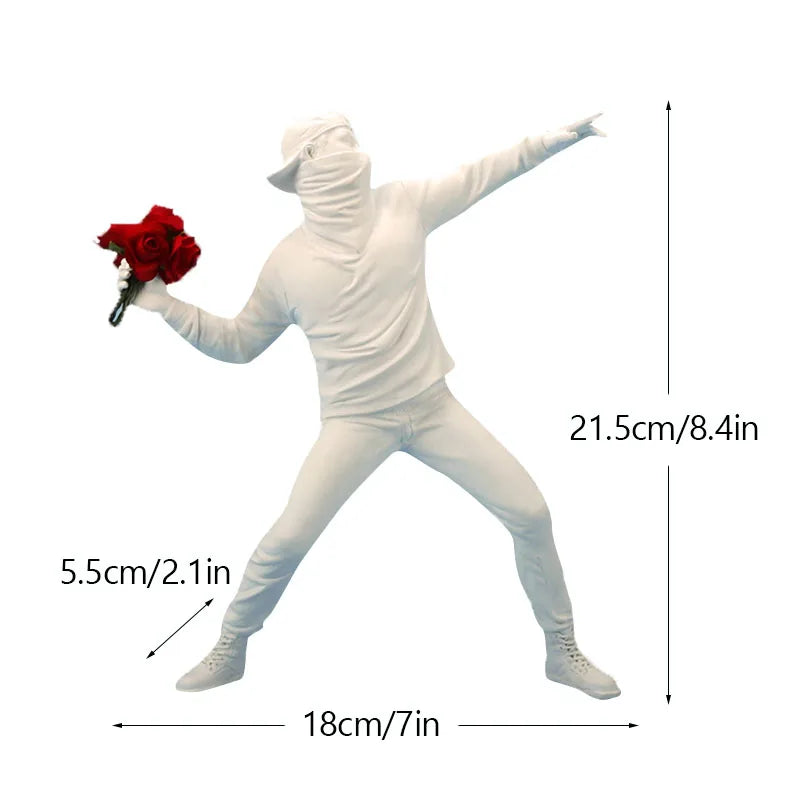 BowLift | Dropshipping Banksy Sculpture Collection Flower Thrower Statue Pop Art Modern Balloon Girl Figurine Office Home Decoration