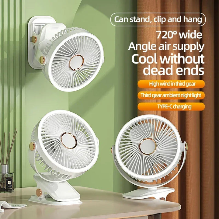 Azura | Multi-Angle Outdoor Clip-On Rechargeable Cooling Fan