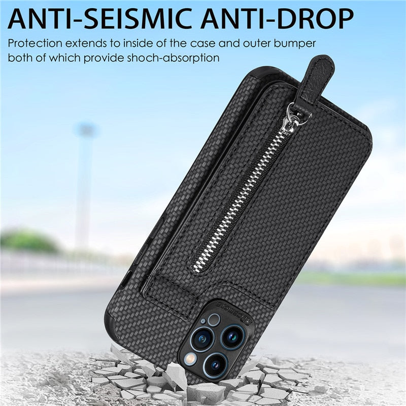 Azura | Zip Zip Elegance Wallet iPhone Case