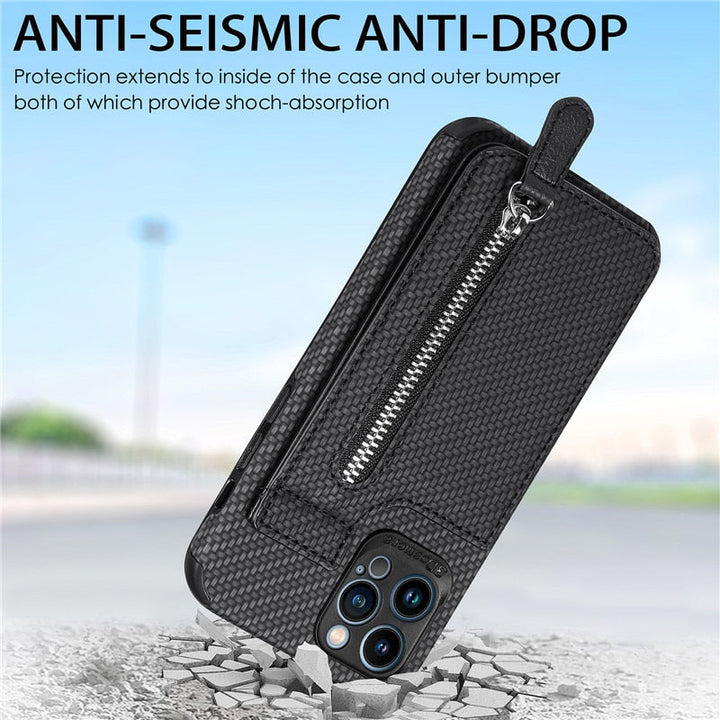 Azura | Zip Zip Elegance Wallet iPhone Case