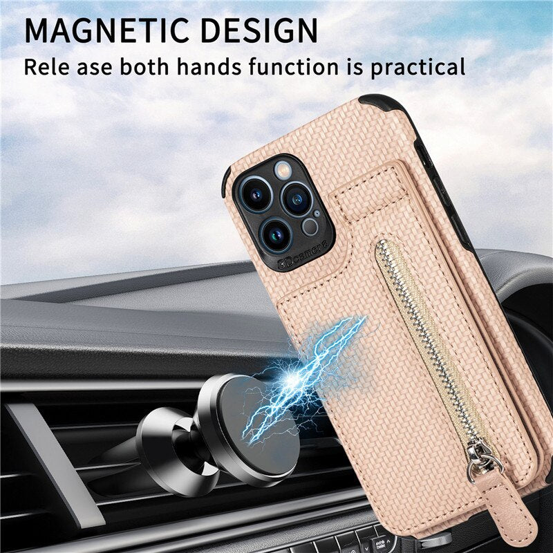 Azura | Zip Zip Elegance Wallet iPhone Case