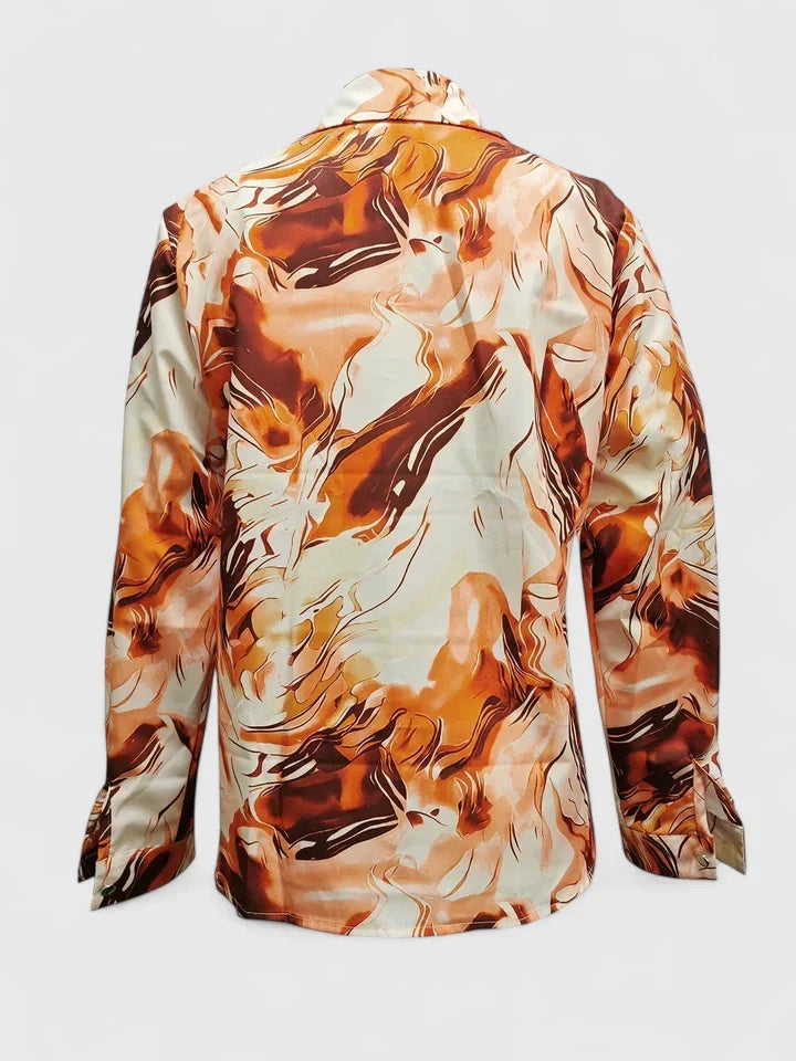 SHAINA – ABSTRACT MARBLE BUTTON-DOWN