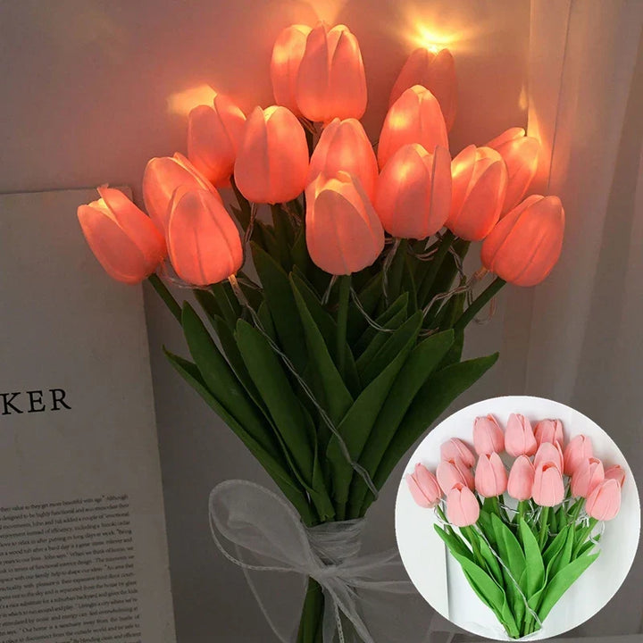 BowLift | LED lamp with artificial tulip bouquet perfect for gifts or as wedding party home decorations