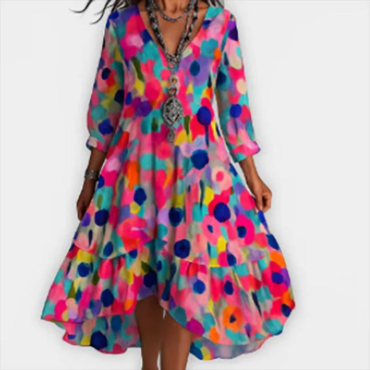 Shanae – Elegant Midi Dress With Floral Pattern
