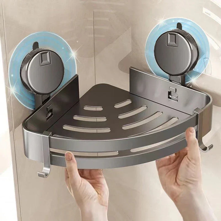 Azura | No-Drill Suction Powered Corner Bathroom Organizer