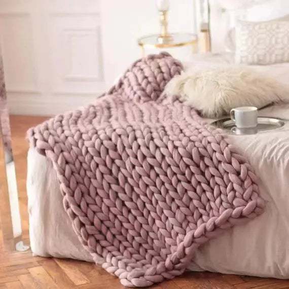 Azura | Chunky Knit Blanket – Cozy Wool Blanket for Every Room – Soft & Warm – Perfect for Sofa and Bed