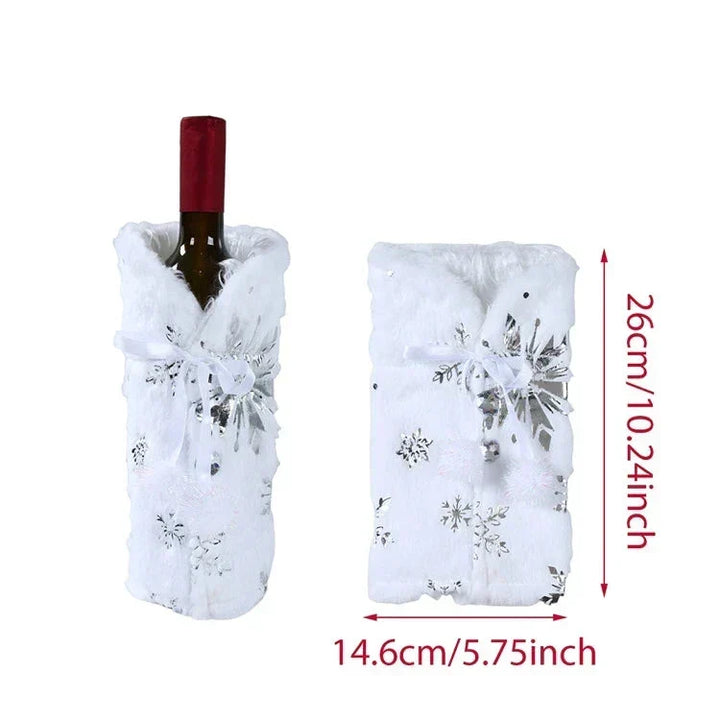 Christmas bottle cover with fur collar – festive cover for wine bottles, gnome decoration for Christmas, perfect as gift wrapping | Azura