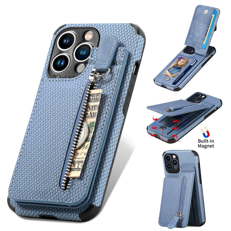 Azura | Zip Zip Elegance Wallet iPhone Case