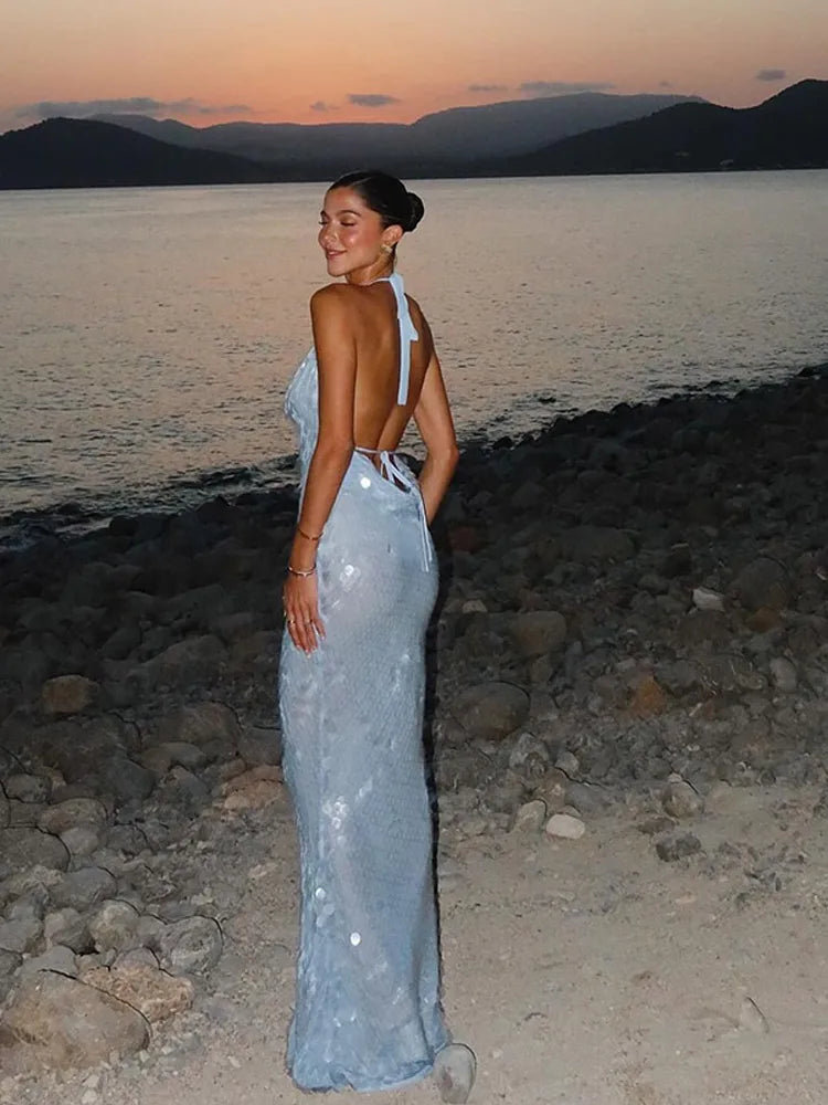 Gladys | Sequin Halter Maxi Dress
