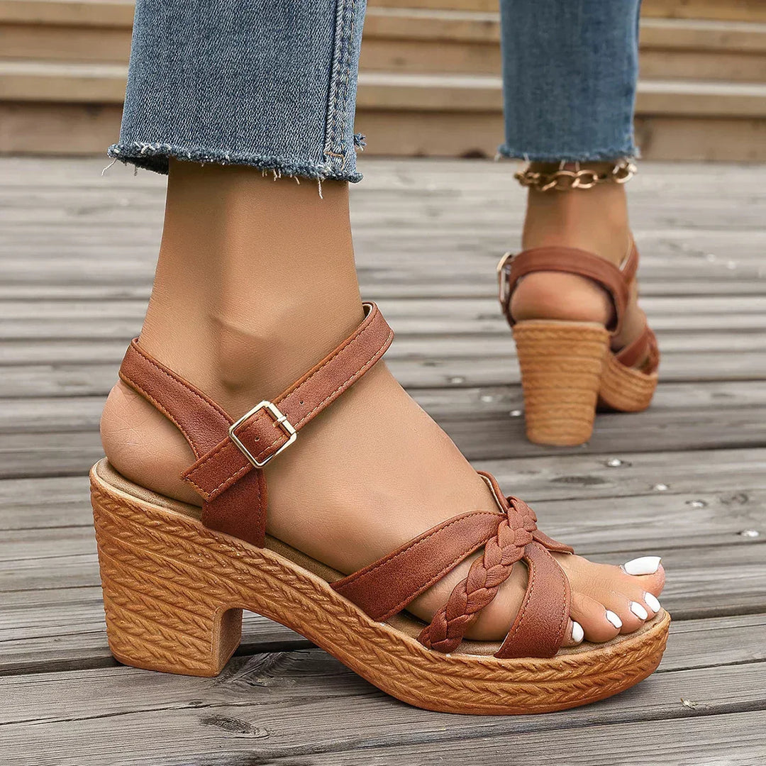 BRAIDED STRAP PLATFORM SANDALS
