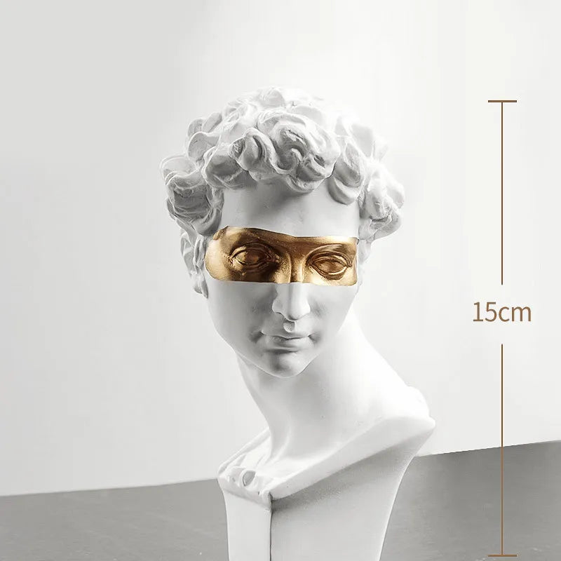 BowLift | Statues for decoration, 15 cm, David, coffee table, home decoration, ornaments, bust of a room made of plaster, white resin, decorative art sculpture
