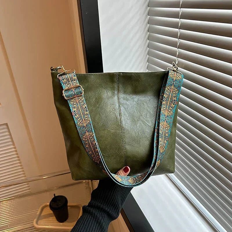 Embjørg | Classic Shoulder Bag with Adjustable Patterned Strap
