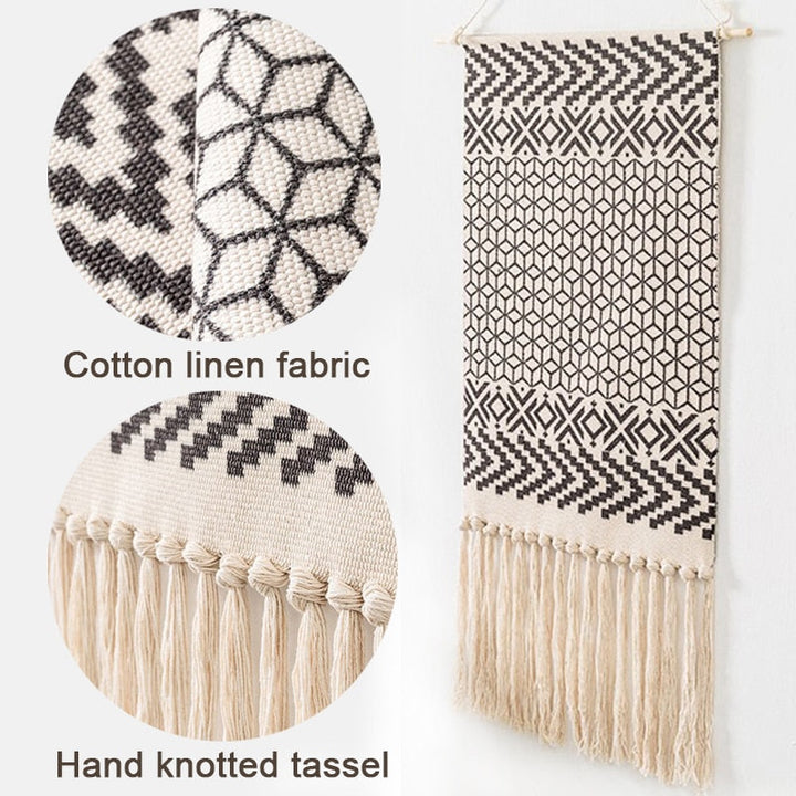 BowLift | Bohemian Wall Tapestry, Macrame Wall Hanging, Home Decoration, Cotton Linen Tassel, Handcrafted, Woven, Geometric Canvas Art, Background Wall Tapestries