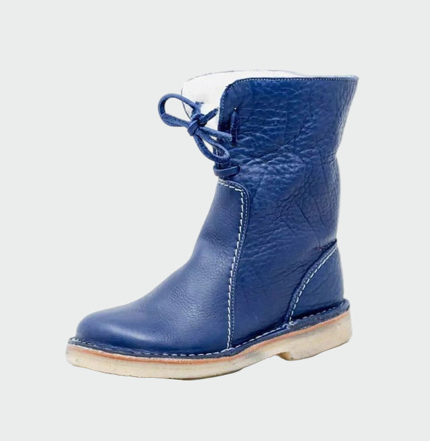 Waterproof Leather Ankle Boots with Wool Lining
