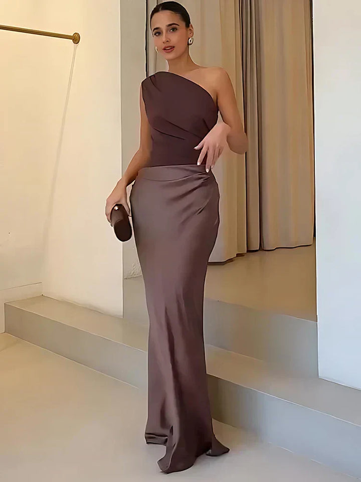 Maxi Dress with Exposed Shoulder