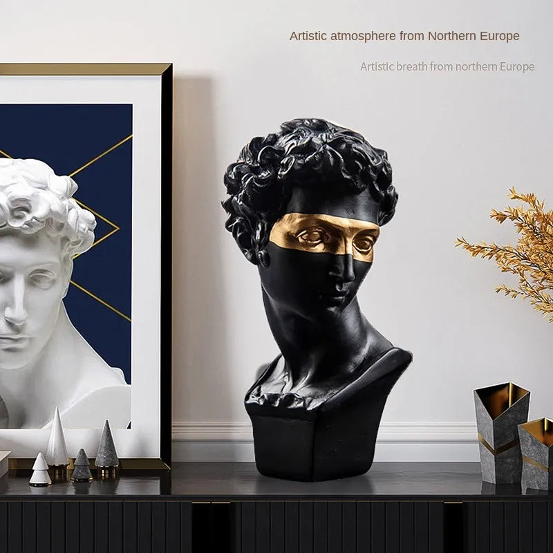 BowLift | Statues for decoration, 15 cm, David, coffee table, home decoration, ornaments, bust of a room made of plaster, white resin, decorative art sculpture