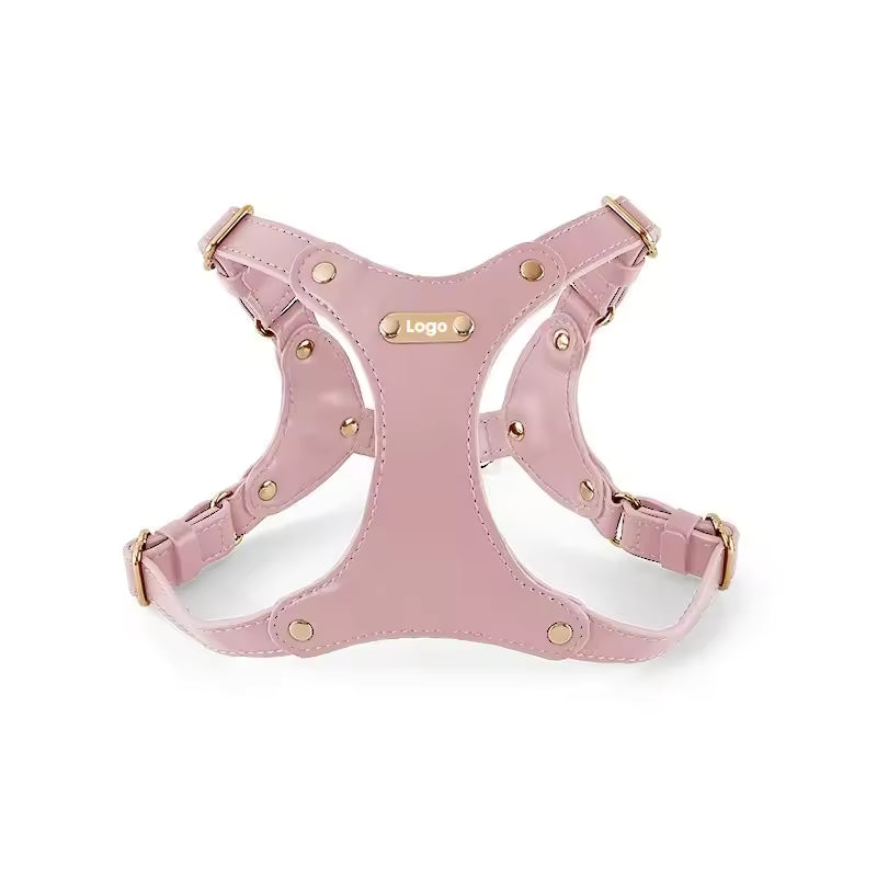 Adjustable Leather Dog Harness with Custom Engraving Azura