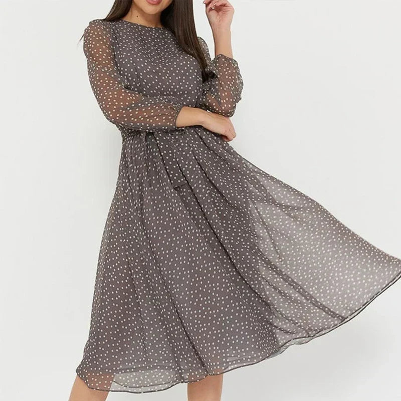 Delfie – Flowy Polka Midi Dress