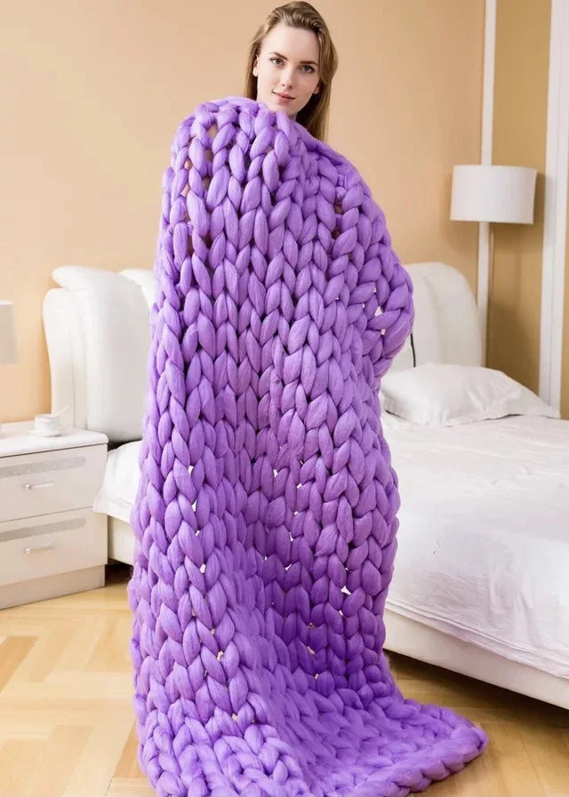 Azura | Chunky Knit Blanket – Cozy Wool Blanket for Every Room – Soft & Warm – Perfect for Sofa and Bed