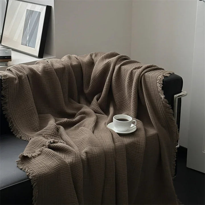 BowLift | Solid color cotton sofa blanket