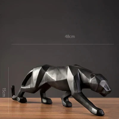 BowLift | Panther Statue, Animal Figure, Abstract Geometric Style, Resin, Leopard Sculpture, Home Office, Desktop Decoration, Crafts