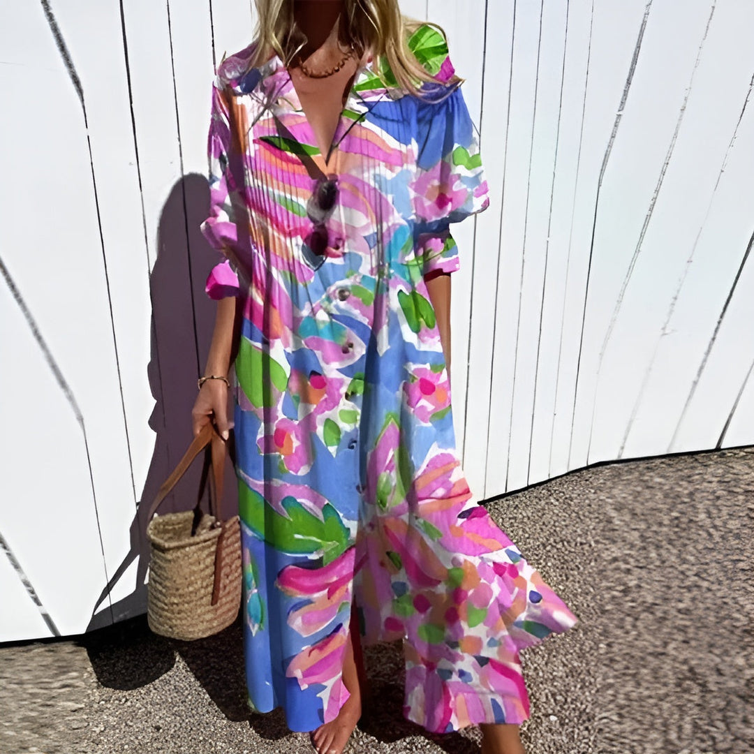Hannah | Floral Button Smock Dress
