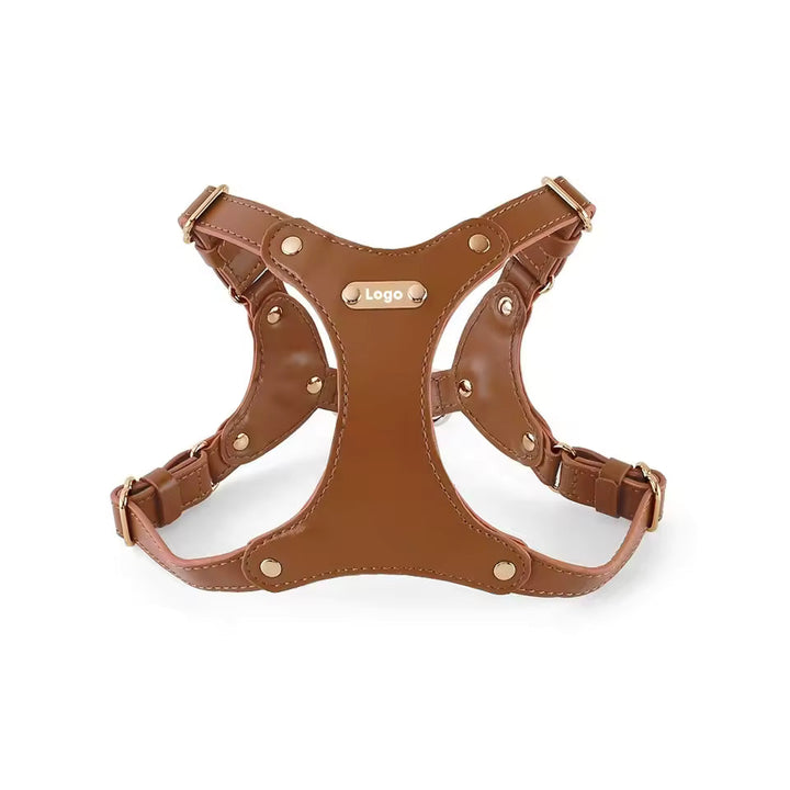 Adjustable Leather Dog Harness with Custom Engraving Azura