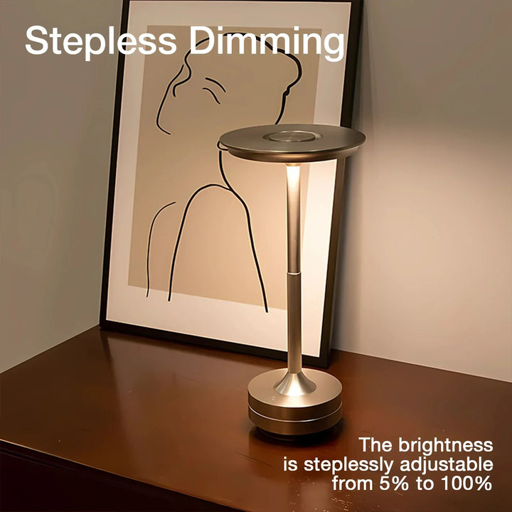 BowLift | Cordless Rechargeable Modern Aura Table Lamp with Touch Controls | Wireless LED Light for Modern Side Tables and Office Desks | Minimalist Table Lamp