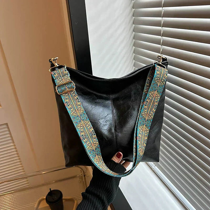 Embjørg | Classic Shoulder Bag with Adjustable Patterned Strap