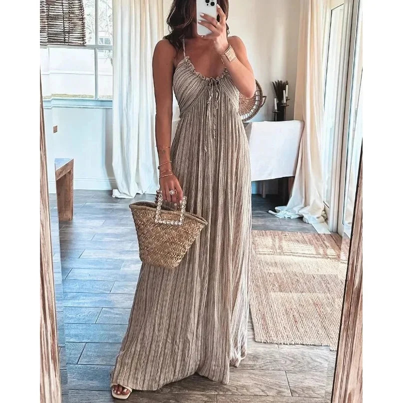 Renly - Sleeveless A-Line Sling Long Dress