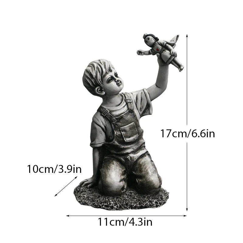 BowLift | Dropshipping Banksy Sculpture Collection Flower Thrower Statue Pop Art Modern Balloon Girl Figurine Office Home Decoration
