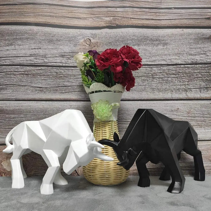 BowLift | YuryFvna Modern Geometric Bull Statue, Ornament, Café, Bull Sculptures, Animal Figures, Abstract Hotel Home Decoration
