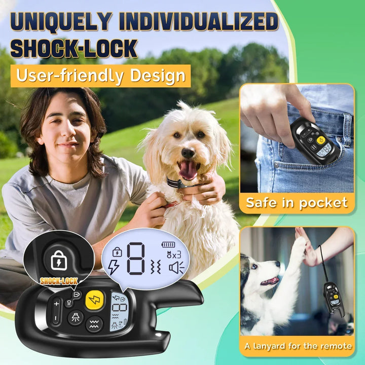 Azura | Dog Training Collar with Remote – Shock Lock, Sound & Vibration Modes, Waterproof, 1600ft Range