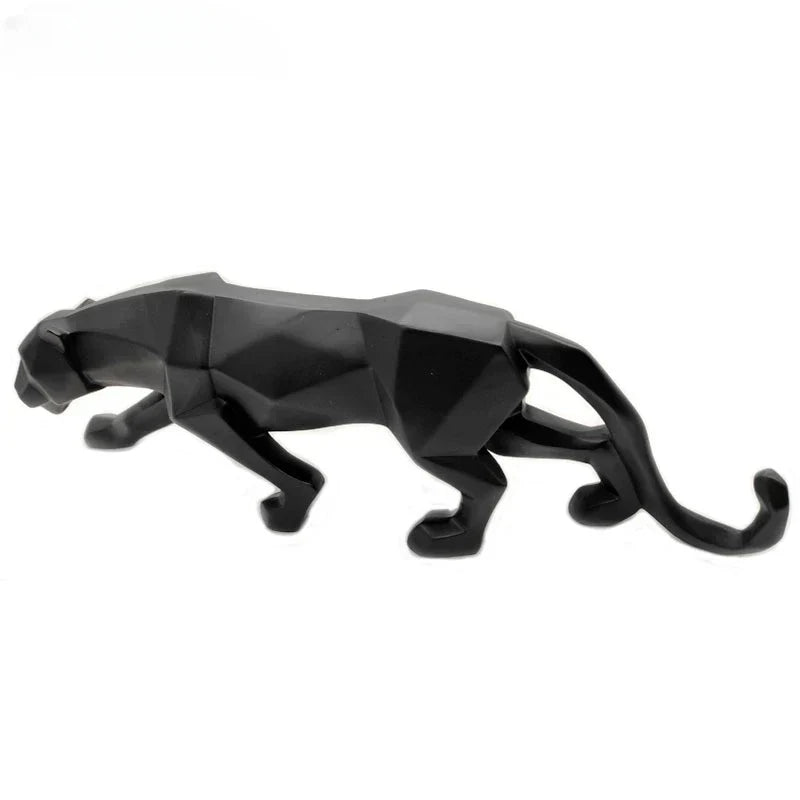 BowLift | Panther Statue, Animal Figure, Abstract Geometric Style, Resin, Leopard Sculpture, Home Office, Desktop Decoration, Crafts