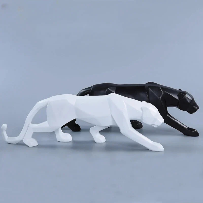 BowLift | Panther Statue, Animal Figure, Abstract Geometric Style, Resin, Leopard Sculpture, Home Office, Desktop Decoration, Crafts