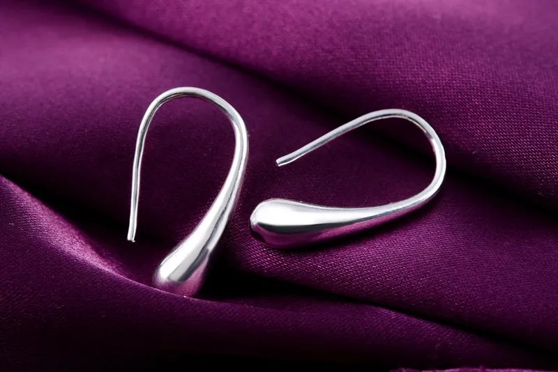 Sterling Silver Water Drop Hoop Earrings