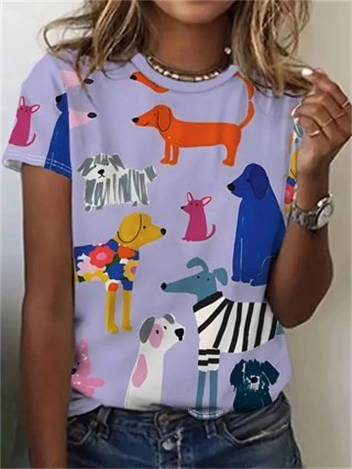 Avrille | Stylish T-shirt with Dog Print
