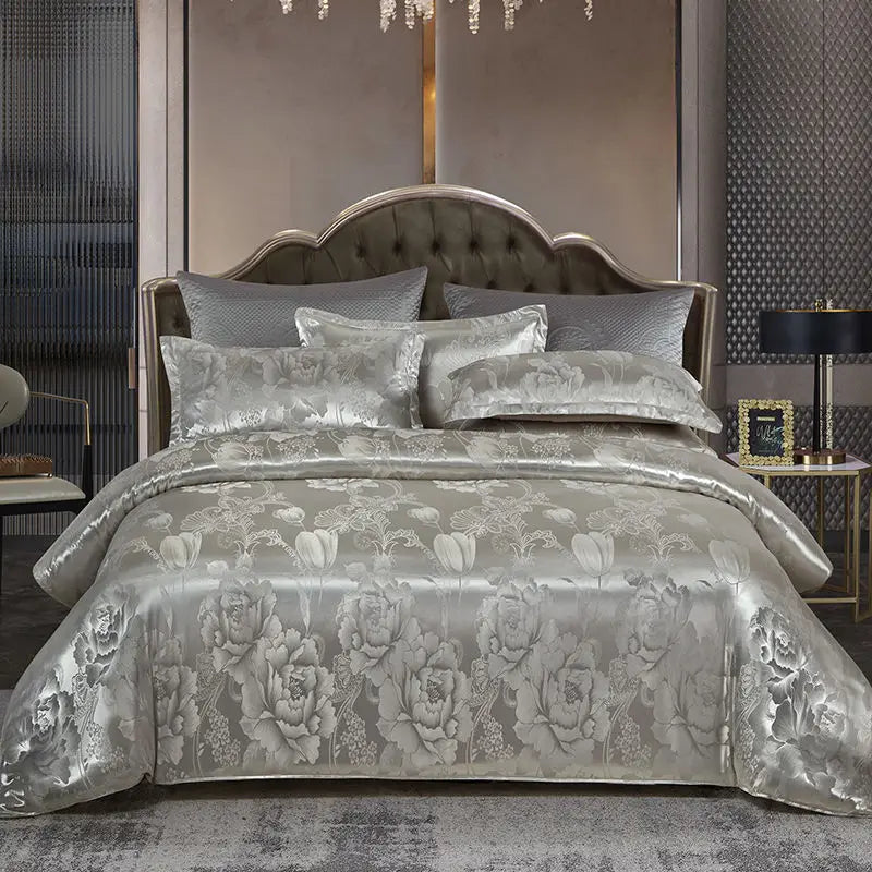 BowLift | Satin Rayon Jacquard Duvet Cover Set 264x229cm – Luxury Summer Bedding for Comfortable Sleep & Home Décor