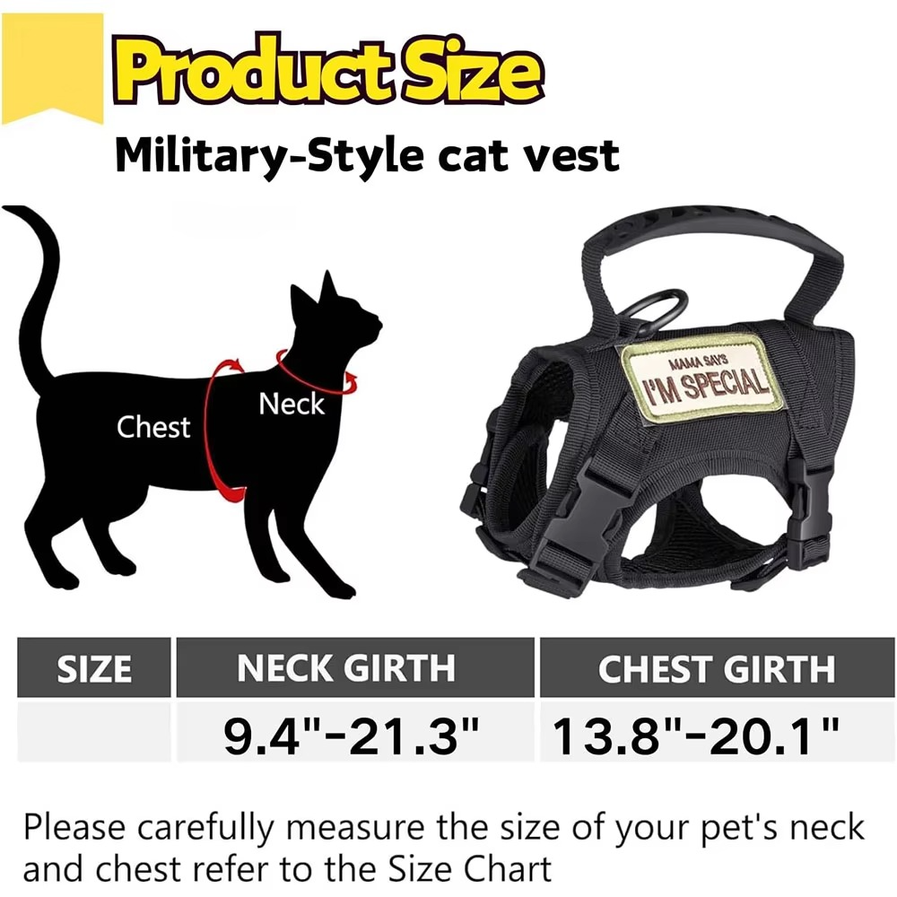 Azura | Adjustable Tactical Pet Harness with Control Handle for Cats and Large Dogs