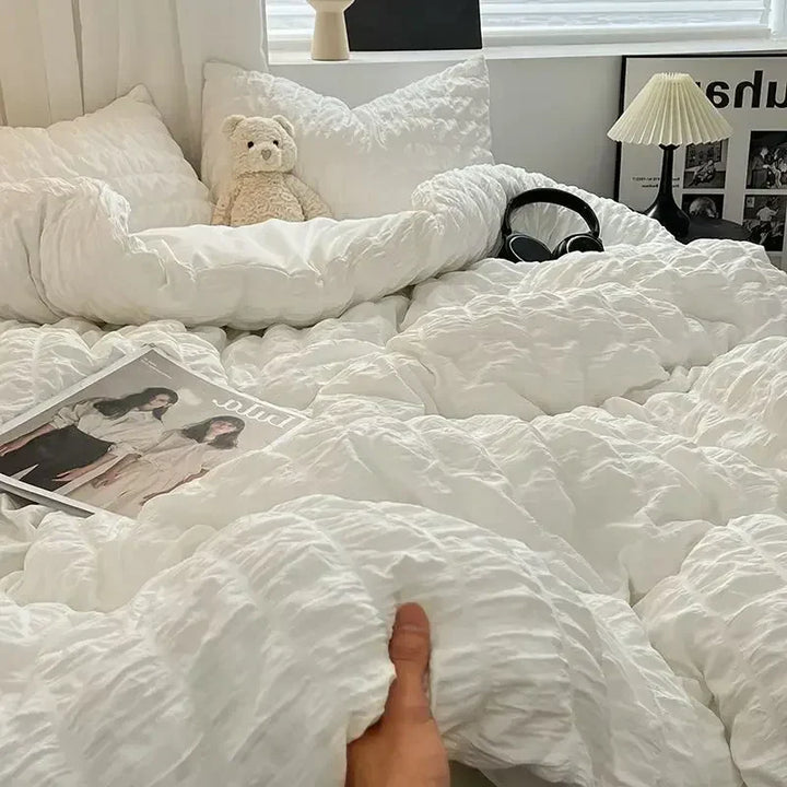 BowLift | ChicParis | Seersucker Bedding Set – Lightweight, Soft & Elegant French-Style Duvet Cover Set