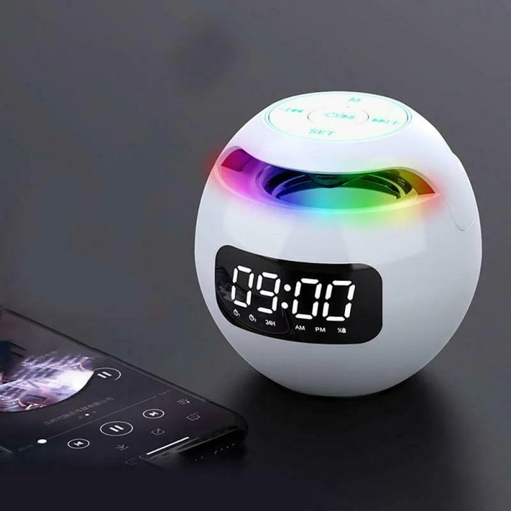BowLift | Digital LED Alarm Clock with Bluetooth Speaker & Colorful Night Light – Motion Sensor, Rechargeable, 5W Sound