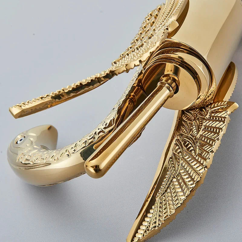 Azura | Swan Single Handle Golden Basin Faucet