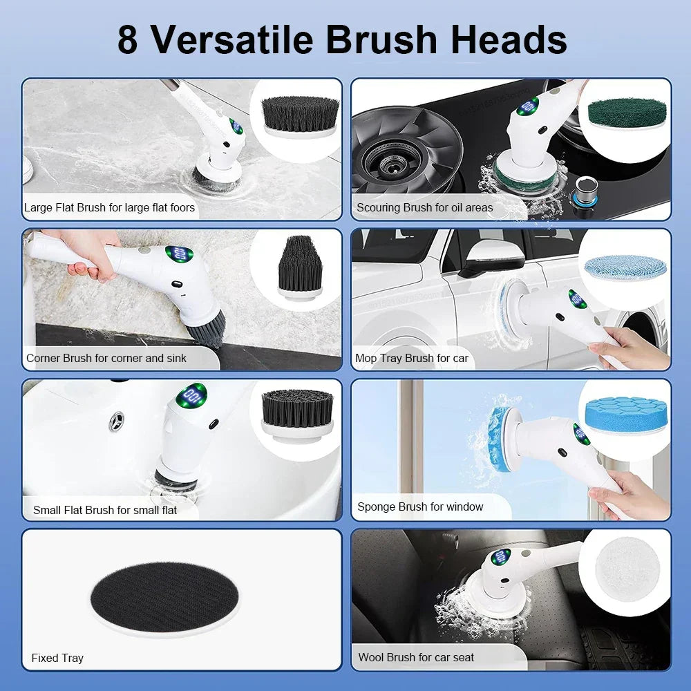 BowLift | Single Cleaning Solution: 8-in-1 Multifunctional Electric Cleaning Brush - Wireless and Rotating for Bathroom, Kitchen, Windows, and Toilet